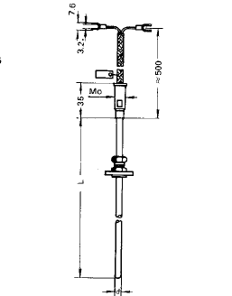 WRNK-491固定卡套法蘭帶補償導線鎧裝熱電偶安裝圖片 WRNK-491固定卡套法蘭帶補償導線鎧裝熱電偶安裝圖片