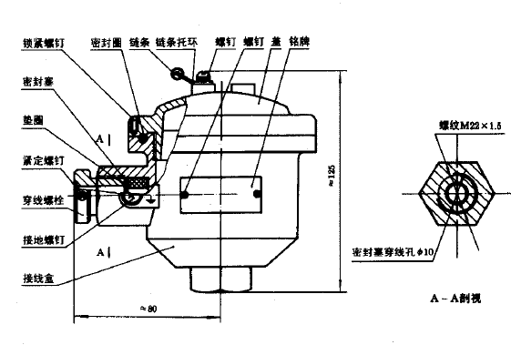 裝配式熱電偶隔爆型、本安型接線盒圖片及尺寸