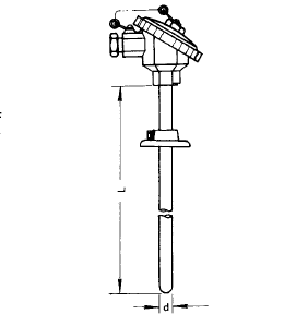 WRE-330-F活動(dòng)法蘭燒結(jié)四氟耐腐熱電偶安裝圖片