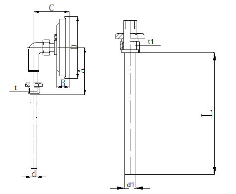 WSS-561可動外螺紋徑向抽芯式雙金屬溫度計安裝圖片